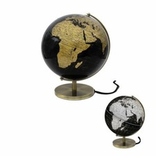 12" ( 30 cm ) LIGHT UP LAMP BLACK & GOLD FINISH WORLD GLOBE ATLAS MAP 