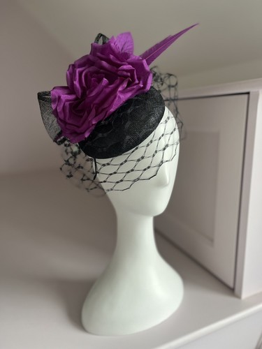 Ladies damson pink pillbox hat - damson,