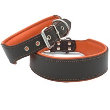 BIG DOG COLLAR LEATHER DOG COLLAR STAFFY BIG AND WIDE DOG COLLAR BROWN PADDING