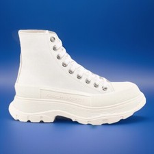 $990 Alexander McQueen Men's White Tread Slick Boot Shoes Size 46