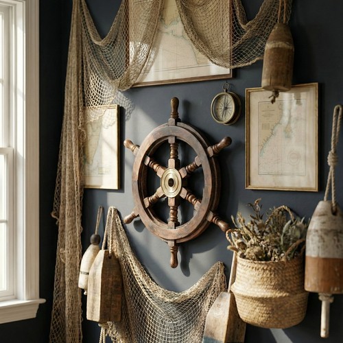 Nautical antiqued wooden - wooden, ship