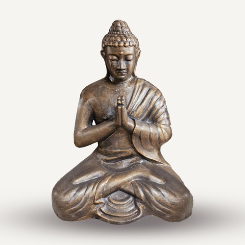 Med large antique gold praying - large,
