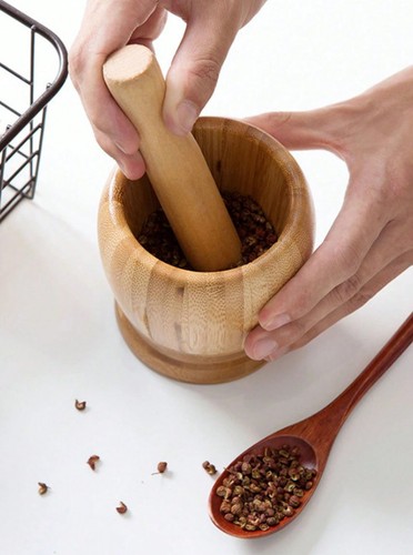 Wooden pestle and mortar - wooden, set
