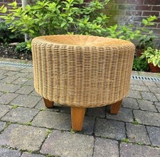 Vintage Ikea 2003 Wicker Rattan Bamboo Foot Stool Ottoman Pouffe Mcm Bohemian