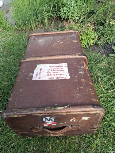 Banded steamer trunk travel - banded,