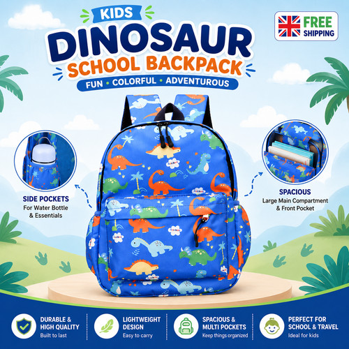 Kids dinosaur school backpack - school,