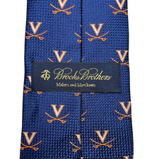 Brooks Brothers Tie Mens Blue Virginia Tech University College Silk NCAA Classic