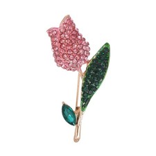 Tulip Flower Brooches for Women Lady Elegant Enamel Rhinestone Floral1274