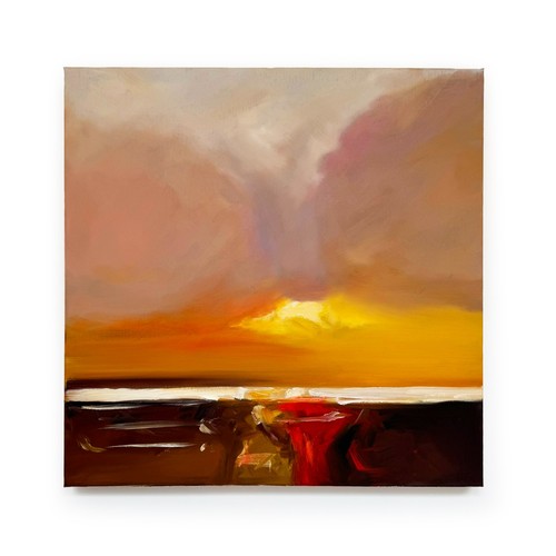 Abstract sunset landscape oil - abstract,