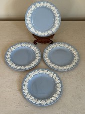 VINTAGE Set of 4 Wedgwood Embossed Queensware Shell Edge Blue 6.25” Bread Plate