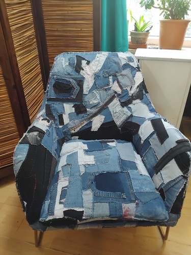 Art deco patchwork armchair - art,
