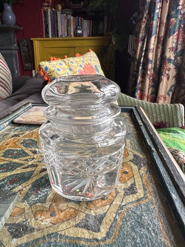 Vintage old cut glass lidded - old,