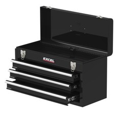 Excel 3 Drawer Tool Chest Lockable Tool Box with Ball Bearing Runners Black
