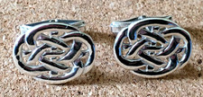 Genuine 925 Sterling Silver 18mm X 15mm Oval Shape Celtic Knot Design Cufflinks