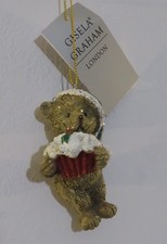 Gisela Graham Teddy Bear Cupcake Christmas Hanging Decoration