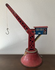 Vintage Wolverine tin litho crane USA old toy loader metal red no. 20 hook