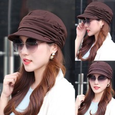 Vintage Women Visor Cap Ladies Casual Newsboy Beret Baggy Baker Hat Peaked Cap