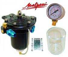 MALPASSI V8 FILTER KING FUEL PRESSURE REGULATOR + JIC6 UNIONS + GAUGE + GLASS