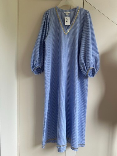 Blue stripe linen blend - linen,