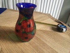 Signed Glass Vase Poppy Design