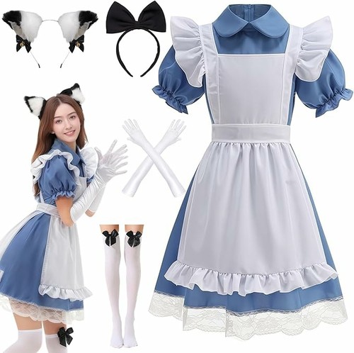 Blue maid cosplay costume - blue,