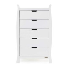 Obaby Stamford Sleigh Tall Chest of Drawers - Baby Nursery Furniture - White