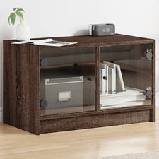TV Cabinet with Glass Doors Entertainment Centre Unit Engineered wood vidaXL