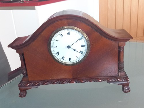 Antique walnut mantle clock - antique,