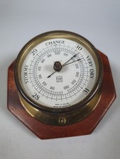 N&B EnbeeCo compensated aneroid barometer mounted on wooden base Made In England