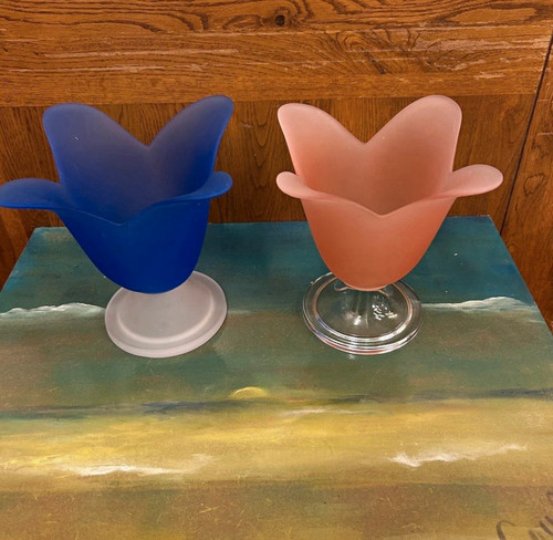 Pair frosted glass - pair, tulip