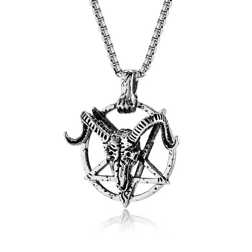 Silver titanium goat skull - silver,