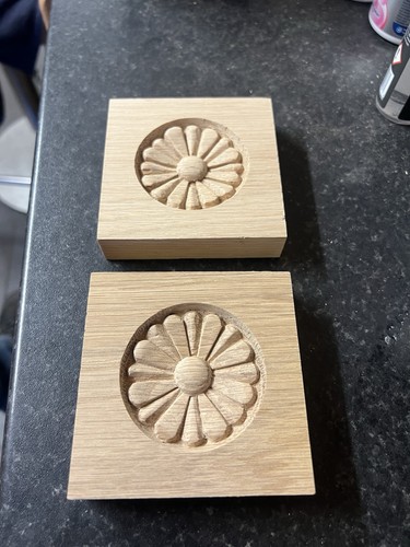 Pair wooden carved oak - pair,