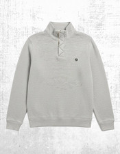 Men’s Fat Face Sweatshirt 3/4 Zip Woolacombe Ivory Cotton High Neck Zip