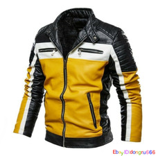 Men's Leather Biker Jacket Fur