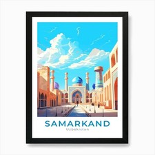Uzbekistan Samarkand Travel Art Pri Framed Wall Art Poster Canvas Print Picture