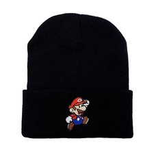 Super Mario Print Beanie Hat Men Women Winter Warm Stretch Knitted Skull Ski Cap