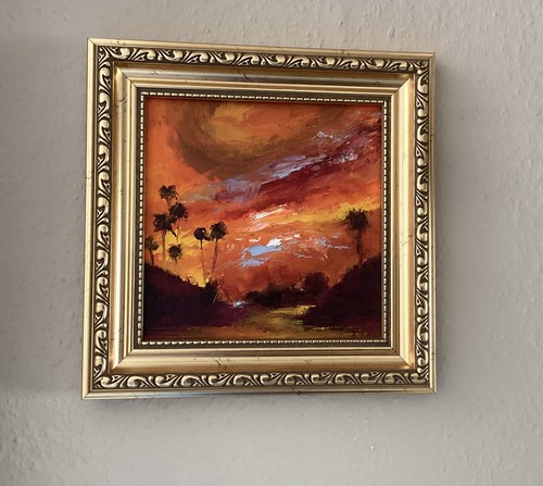 Sunset original oil painting - sunset,