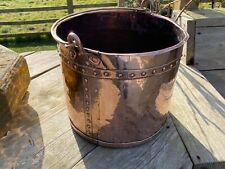Vintage/Antique Copper Riveted Log/Coal Bucket/Scuttle Store Planter