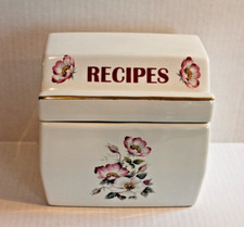 Vintage Ceramic Recipe Box House of Webster Briar Rose Dogwood Flower w Lid USA