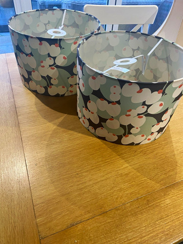 Pair habitat drum lampshades - ,