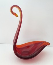 Murano Style Glass Swan Dish