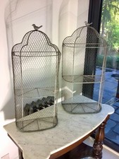 Pair of Vintage French Bird Cage Style Wire Shelving Units