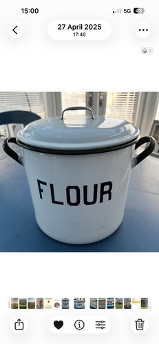 Vintage enamel flour bin - enamel,