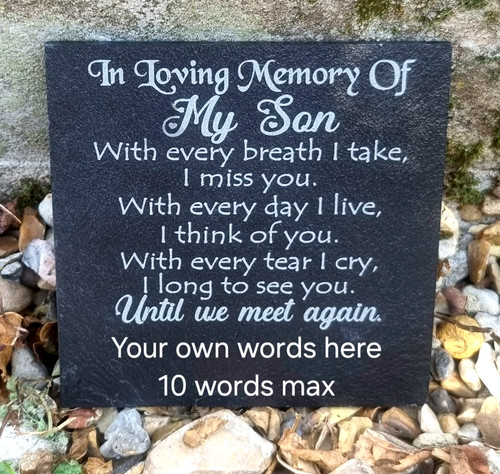 Son remembrance plaque - son,