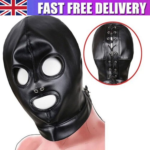 Bondage leather hood mask - pu,