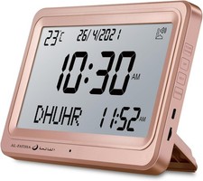 Azan Clock, Automatic Worldwide Digital 8 Prayer Sounds Muslim Pink 