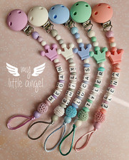 Personalised Silicone Dummy Clip ❤ Crown Girl/Boy/ Unisex Pacifier Clip MAM