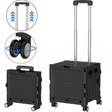 Folding Shopping Trolley Cart w/ Wheel  Foldaway Trolley Portable Rolling Crate