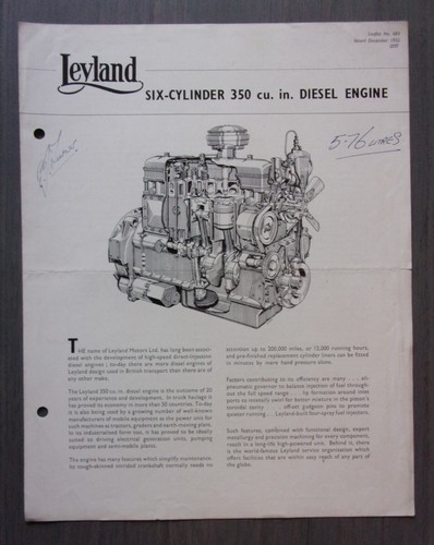 Leyland cylinder 350 - 6, cu.