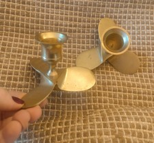 Solid Brass Candlesticks Holders Boat Ship Propeller Nautical Candle Sticks  